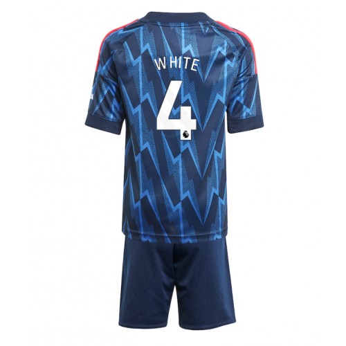 Otroški Nogometni dresi Arsenal Ben White #4 Gostujoči 2025-26 Kratek Rokav (+ Kratke hlače)